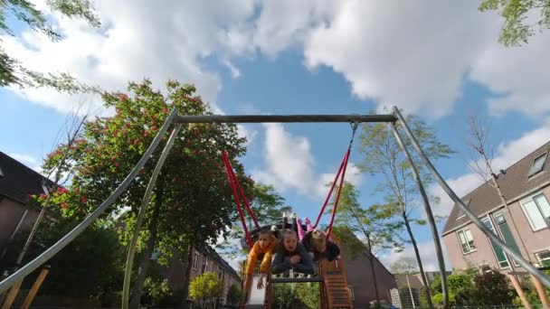 Children Having Fun Recreation Ground — Stock Video