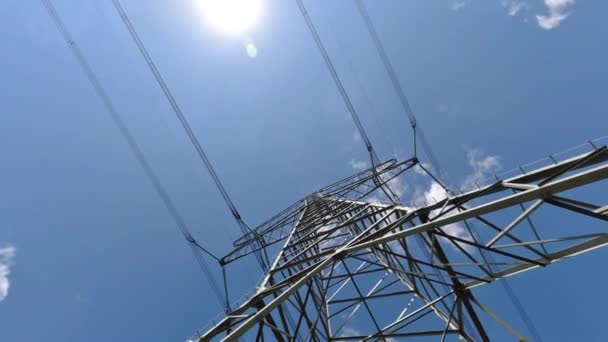 Pilón Transmisión Electricidad Silueta Del Pilón Transmisión Electricidad — Vídeos de Stock