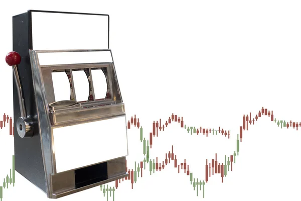 Slotmachine op witte achtergrond met forex grafiek — Stockfoto