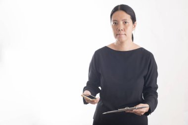 Asya iş kadın kullanım akıllı telefon