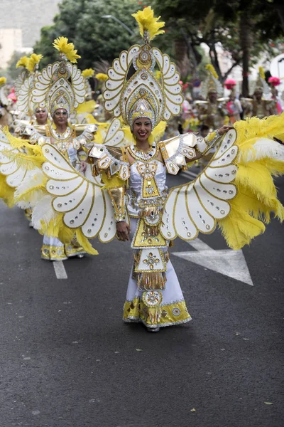 TENERIFE, FEVEREIRO 28: Personagens e grupos no carnaval — Fotografia de Stock