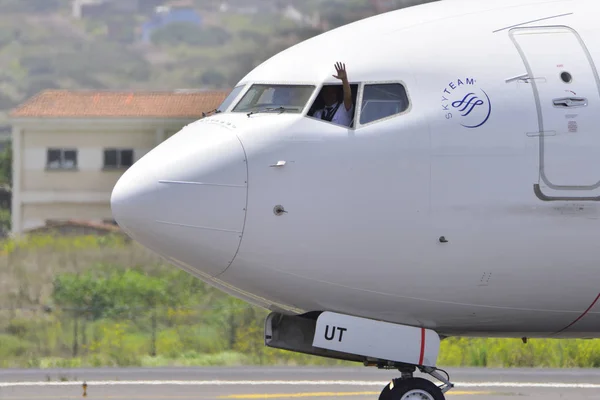 TENERIFE JULHO 27: Aterragem de avião, 27 de julho de 2017, Tenerife (Canário — Fotografia de Stock