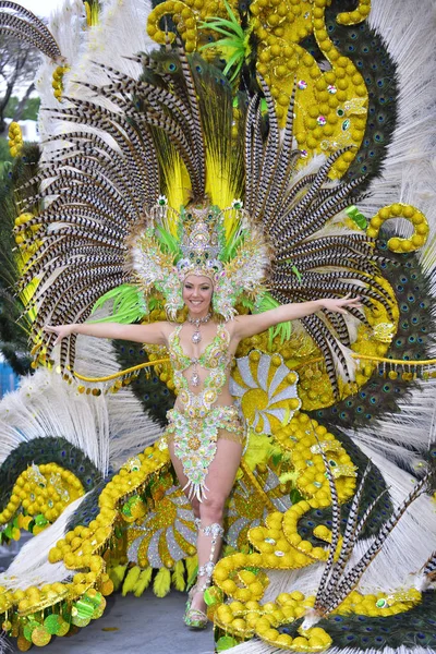 TENERIFE, FEVEREIRO 13, Personagens e grupos no Carnaval . — Fotografia de Stock