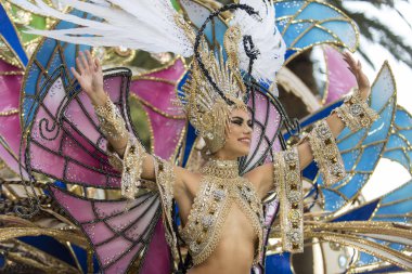TENERIFE, SPAIN - FEBRUARY 22, 2020: Carnival Festival in the streets of Santa Cruz de Tenerife. February 22, 2020