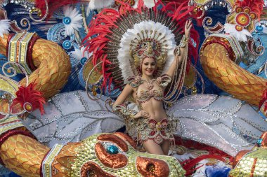 TENERIFE, SPAIN - FEBRUARY 22, 2020: Carnival Festival in the streets of Santa Cruz de Tenerife. February 22, 2020