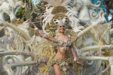 TENERIFE, SPAIN - FEBRUARY 22, 2020: Carnival Festival in the streets of Santa Cruz de Tenerife. February 22, 2020