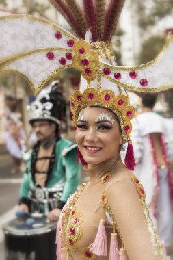 TENERIFE, SPAIN - FEBRUARY 22, 2020: Carnival Festival in the streets of Santa Cruz de Tenerife. February 