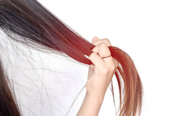 Розчісування Пензлем Витягує Довге Волосся Щоденна Підготовка Краси Довге Розпущене — стокове фото