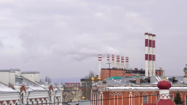 Air Pollution Industrial Plants Smoking Industrial Pipes — Stock Video