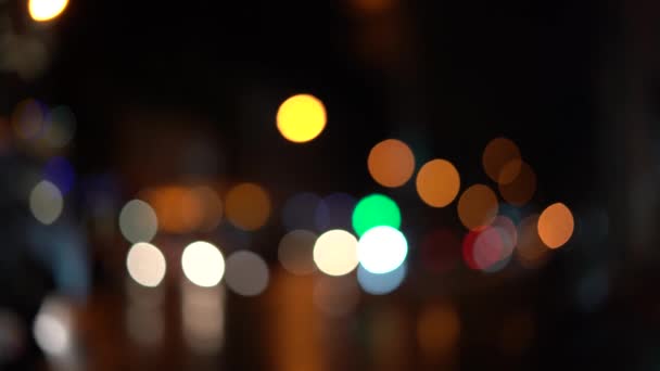 Traffico Bokeh Sfocato Sulla Strada Notte Una Grande Città — Video Stock