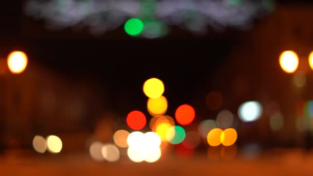 Tráfico Borroso Bokeh Carretera Por Noche Una Gran Ciudad — Vídeos de Stock