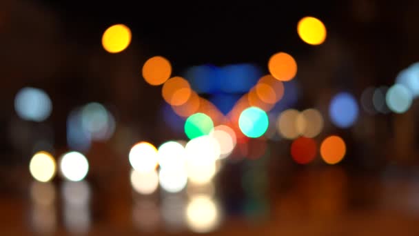 Размытое Боке Трафик Дороге Ночью Большом Городе — стоковое видео