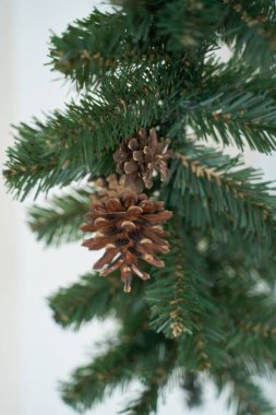 Noel havası, Noel ağacı, mutlu tatiller. Noel hediyesi kutusu, bulanık arkaplan, bokeh.