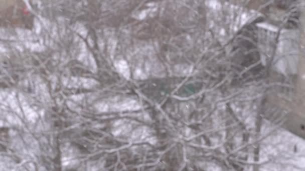 Casa Lujo Durante Fuertes Nevadas Masas Nieve Techo Invierno Fecha — Vídeo de stock