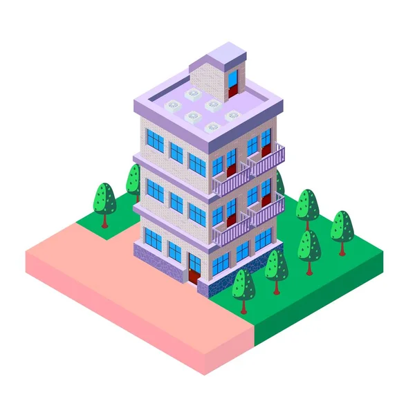 Apartamento Purple House Icono isométrico — Archivo Imágenes Vectoriales