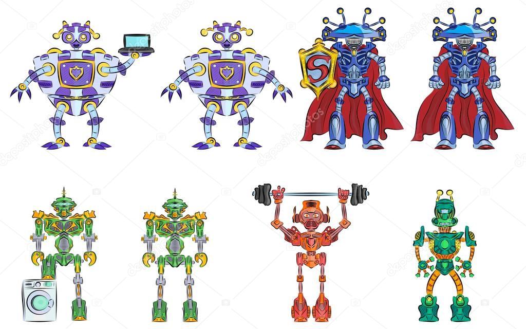 Robots Transformers Strong Multicolored Funny Helpers
