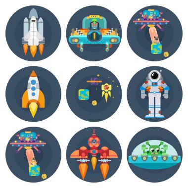 Düz Uzay gemileri uzaylılar ve Astronotlar uzay yıldız