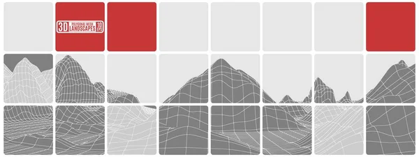 Černé a bílé s červenou dlažbou Abstrakce vloží horu pozemky — Stockový vektor