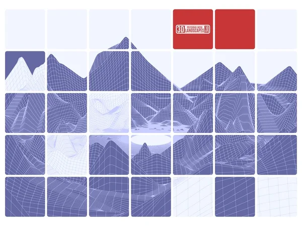 Lila abstrakter Hintergrund Gitter polygonale Berge mit roten Ins — Stockvektor