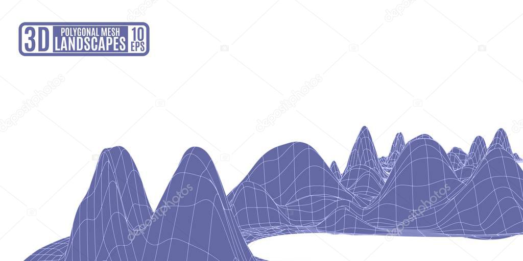purple polygon mountains illustration for advertising products