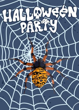 afiş reklam için halloween örümcek ağı üzerinde bir örümcek ile