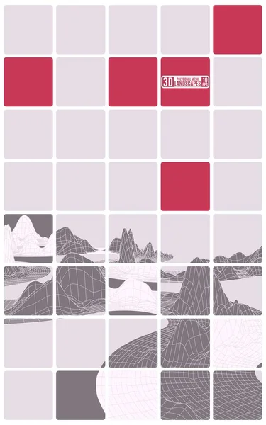 Μωσαϊκό ορεινό τοπίο σε ροζ χρώματα — Διανυσματικό Αρχείο