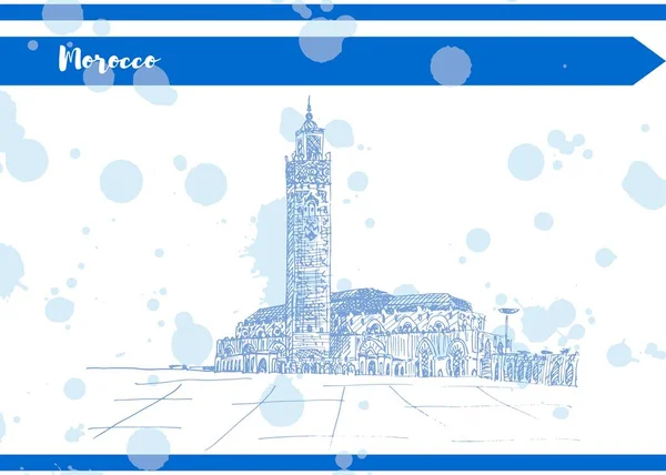 Marocco kartpostal mavi mürekkep beyaz kağıt üzerinde — Stok Vektör