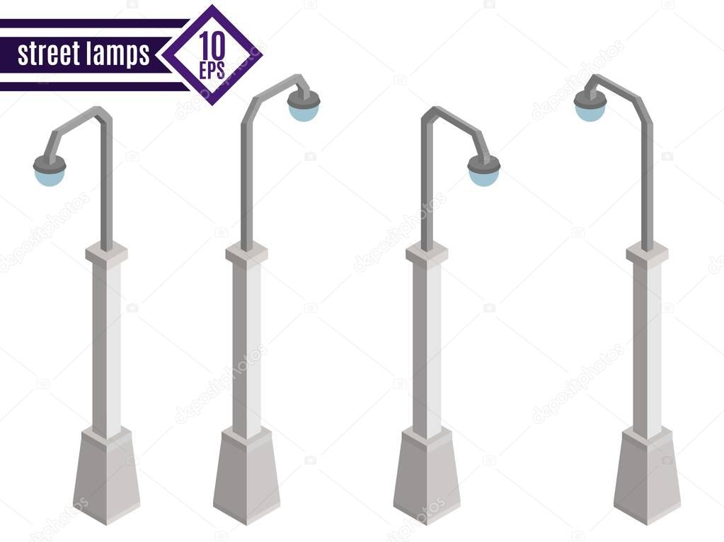 Lanterns isometric on a white background