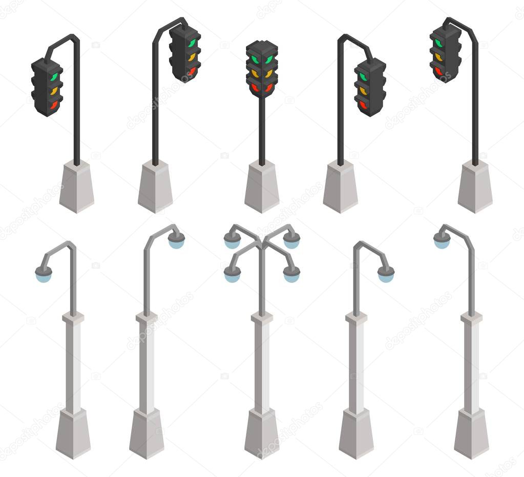 selection of traffic lights and street lights