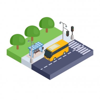 yolcu taşıyan için istasyonu ve sarı otobüs