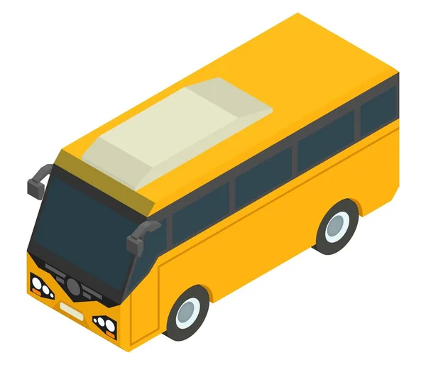 Autocarro isométrico amarelo para o transporte de passageiros —  Vetores de Stock