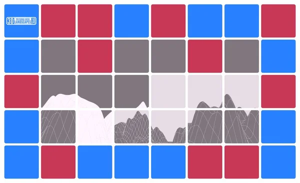 Brillante abstracción con un paisaje de montaña de azulejos — Vector de stock