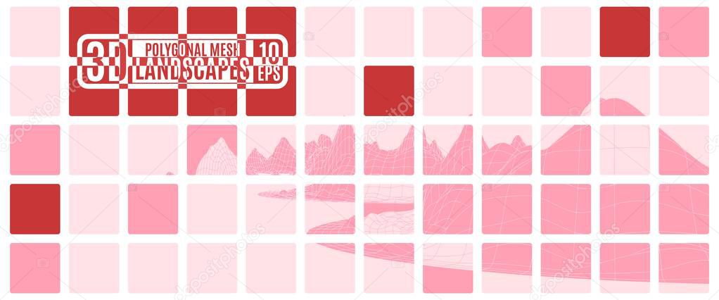 pink polygon mountains grid computer
