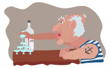 Kronik alkolik ve içki çizgi film