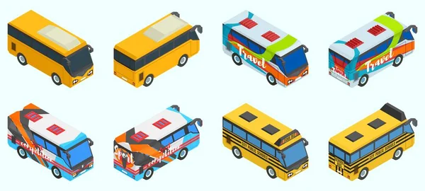 Una vasta scelta di autobus in diverse versioni — Vettoriale Stock