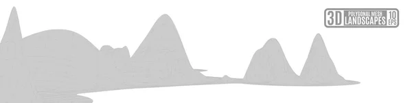 Pulau abu-abu dari batuan jala poligonal - Stok Vektor