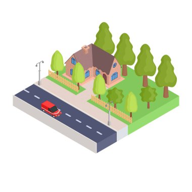 iki katlı tuğla izometrik house.vector stok görüntü