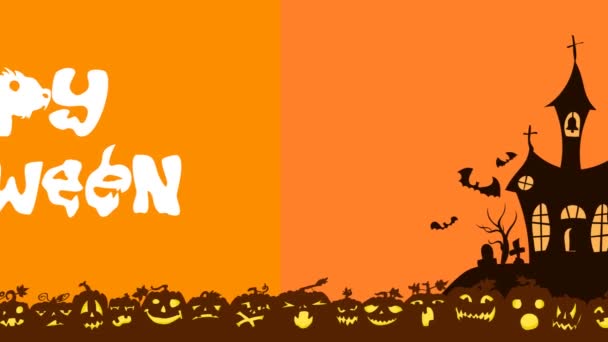 Halloween Rectangular Party Poster Castles Pumpkins Video Clip — Stockvideo