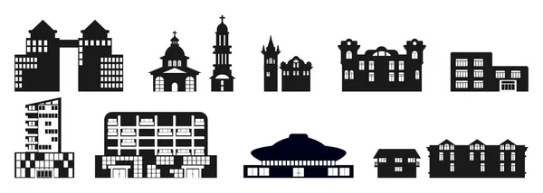 Auswahl von Wohn- und Bürogebäuden in der Stadt — Stockvektor