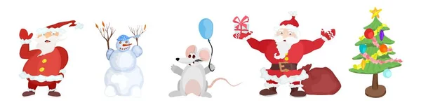 Sélection de personnages de dessins animés de Noël. vecteur — Image vectorielle