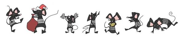 Добірка смішних ілюстрацій каракулів мишей. зображення — стокове фото