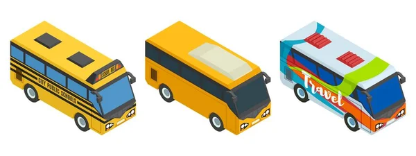 Compilation of isometric buses three pieces — Stock Photo, Image