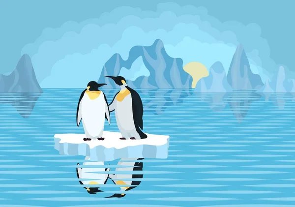 Antártica pinguins em gelo floe no mar — Fotografia de Stock