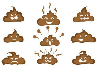 set of drawings of poops of characters new clipart