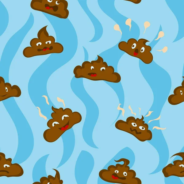 Cheerful seamless pattern with poops and emotions — Stock Photo, Image