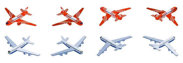 Aeronaves isométricas para seleção de terminais aeroportuários —  Vetores de Stock