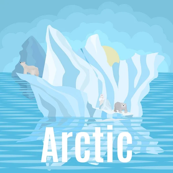 Arctic polar bears in the snow on icebergs near — 스톡 벡터