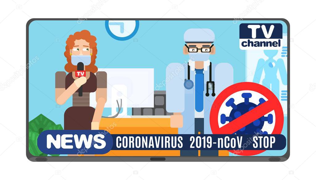 corona virus doctor interview. new news vector