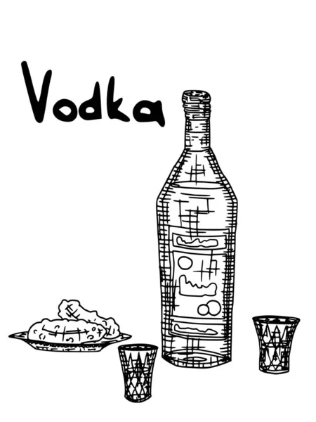 Vodka Garabato Alcohol Sobre Fondo Blanco Vector Imagen Stock — Vector de stock