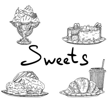 Dondurmalı çörek, kruvasan. vektör stoku illüstrasyonu